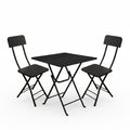 SOGA Home & Living Bundle – Black Folding Dining Table & 2 Foldable Chairs for Home Decor
