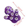 Palm-Shaped Massage Glove 9 Metal 360 Rollers Purple
