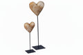 Thankgoods large solid decorative wooden heart made of solid poplar wood with steel base in three sizes