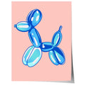 Balloon Dog Poster · Blue Dog Sculpture · Pop Art Aesthetic · Minimalist Design · Pink Background · Unframed Print