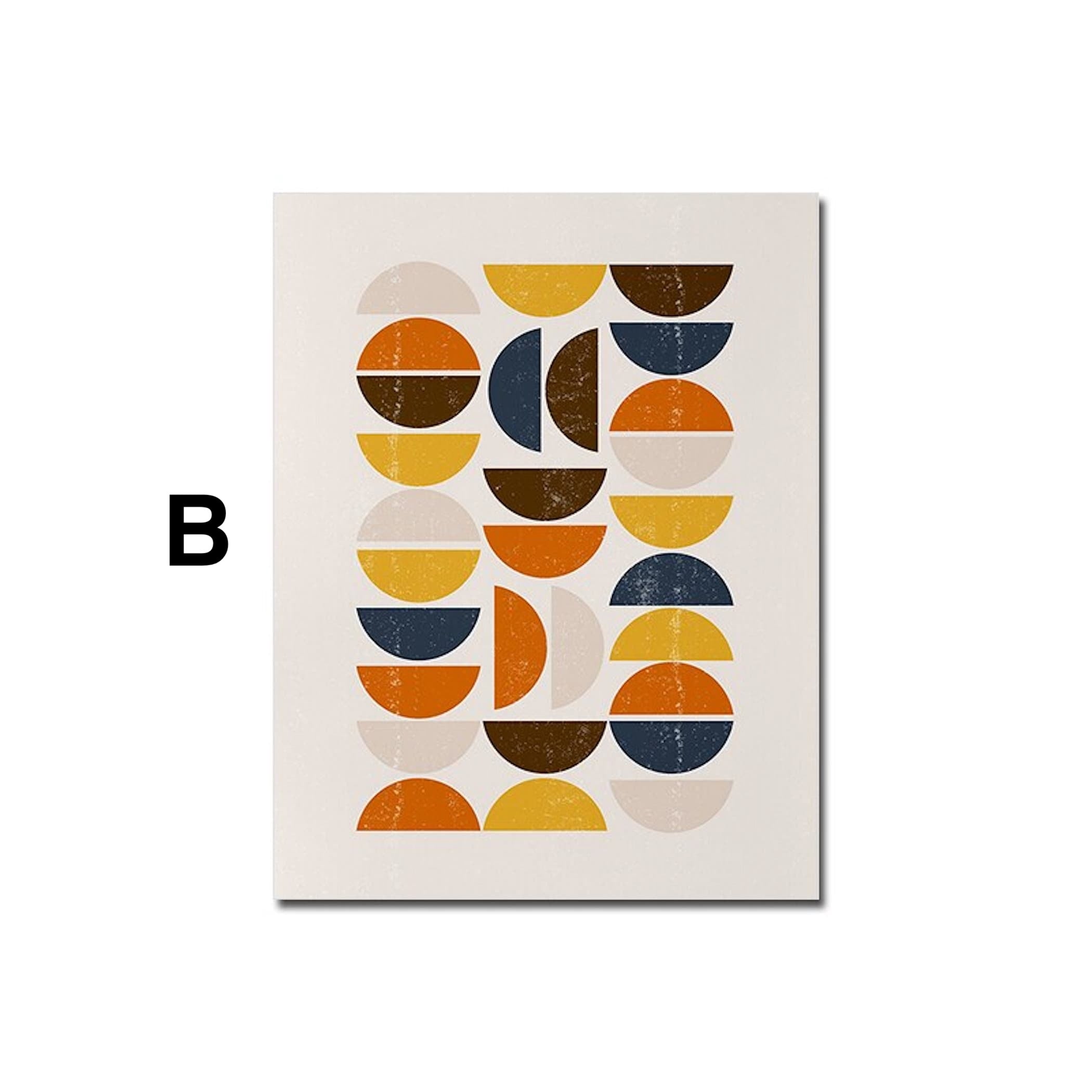 Poster Boho Abtrakt Sonne Halbkreise und Blätter mit Gelbtönen als Deko Print ohne Rahmen