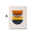 Boho Abstract Sun Half Circles and Leaves with Yellow Tones as Decorative Print without Frame
