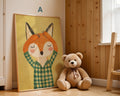 Children's Room Poster Bear · Elephant · Fox · Cat · Gift Idea for Kids · Green & Yellow · Forest Animals & Safari · Decorative Print without Frame