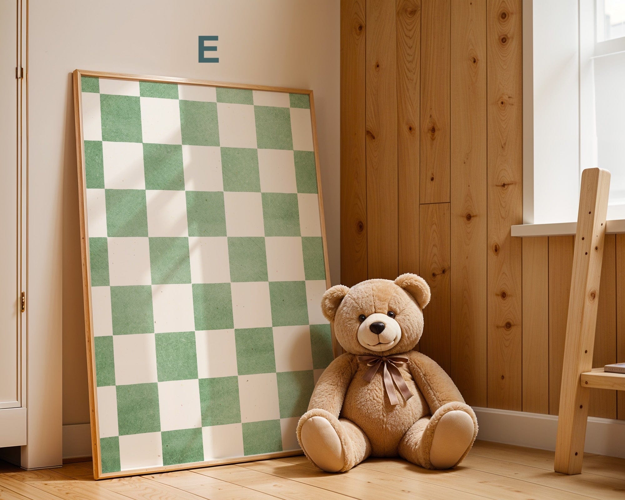 Poster Kinderzimmer Bär · Elefant · Fuchs · Katze · Geschenkidee für Kinder · Grün & Gelb · Waldtiere & Safari · Deko Print ohne Rahmen