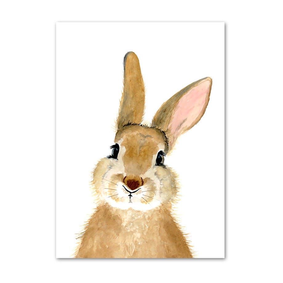 Poster Kinderzimmer Tiere Fuchs Elefant Bär Hase Zebra · Kinderzimmer Bilder · Wand Deko · Kunst Druck · Deko Print · ohne Rahmen
