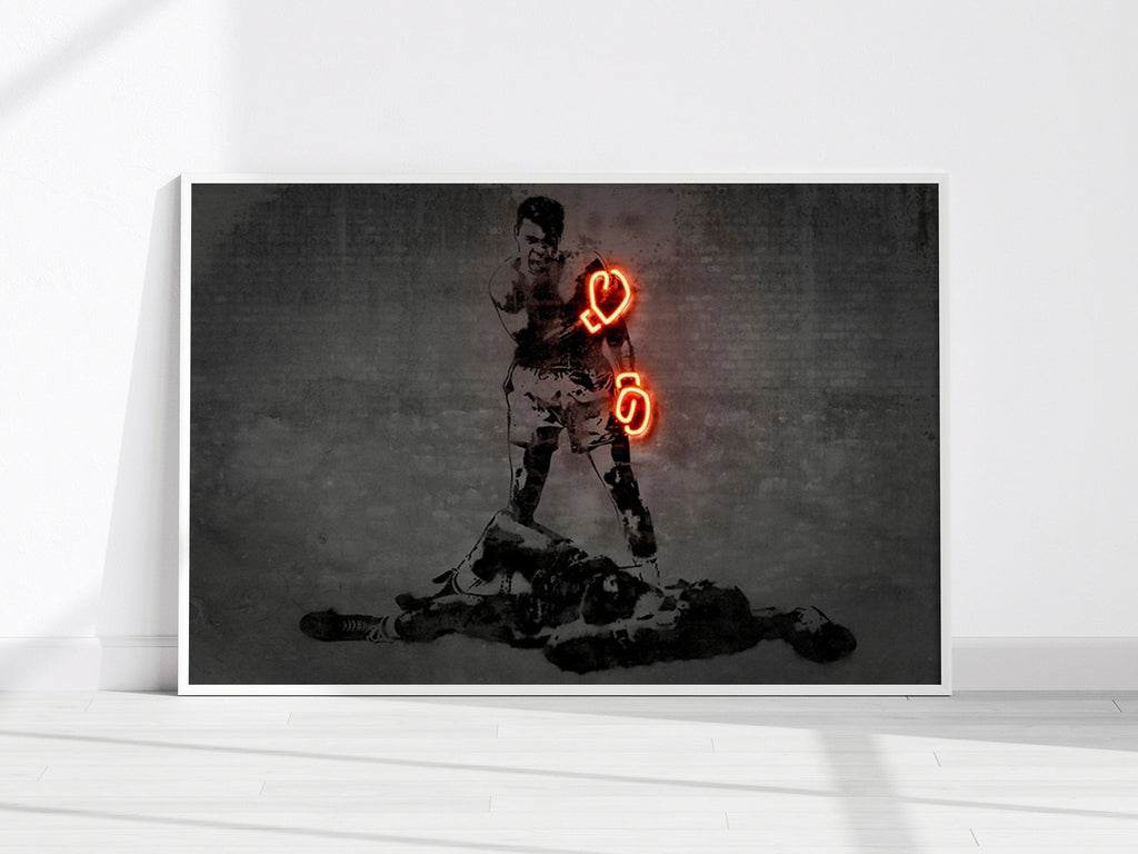 Poster Muhammad Ali Neon Boxing Gloves · Gym · Living Room Pictures · Training Room Pictures · Decorative Print · unframed