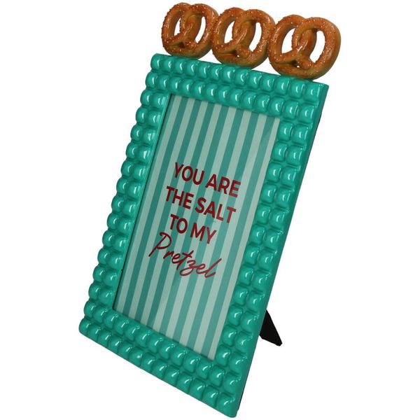 Bilderrahmen Pretzel – Polyresin – Türkis – 13x18cm – Verspieltes Brezel – Design – Kreative Foto – Deko für Zuhause