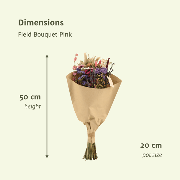 Dried Flower Bouquet - Pink Wildflowers - Ø20cm ↕50cm - Dried Flowers - Romantic & Natural - Decorative Bouquet for Indoors