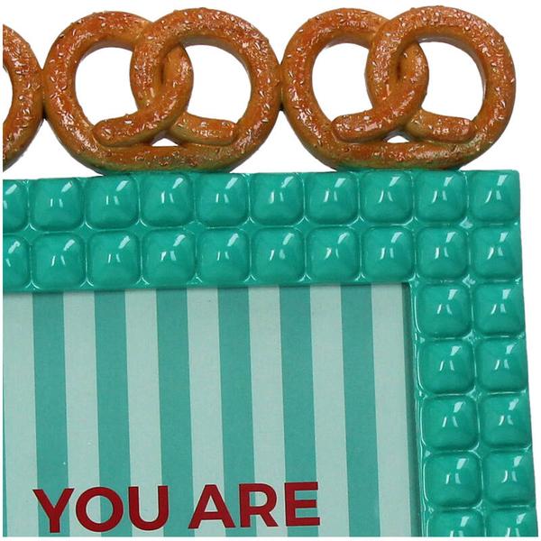 Bilderrahmen Pretzel – Polyresin – Türkis – 13x18cm – Verspieltes Brezel – Design – Kreative Foto – Deko für Zuhause