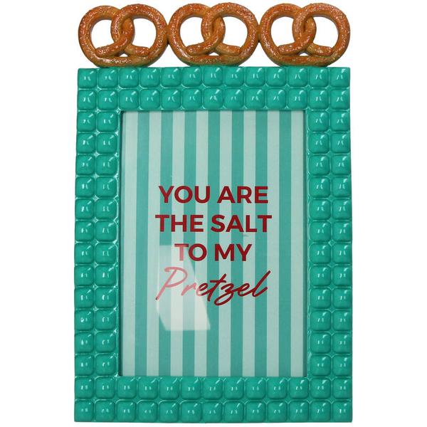 Bilderrahmen Pretzel – Polyresin – Türkis – 13x18cm – Verspieltes Brezel – Design – Kreative Foto – Deko für Zuhause